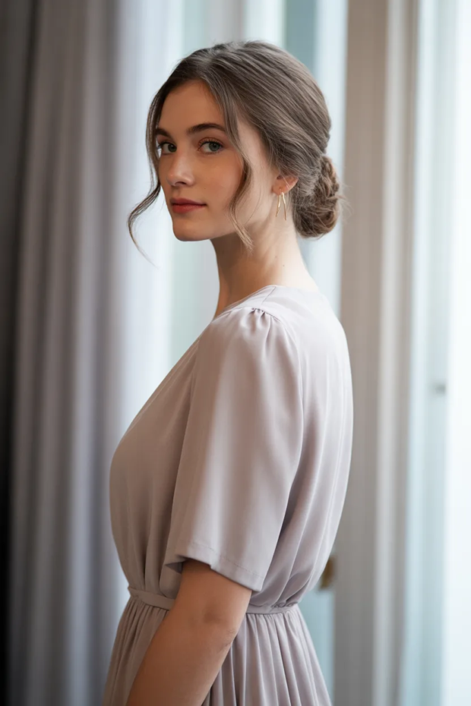 Low Chignon with Loose Strands