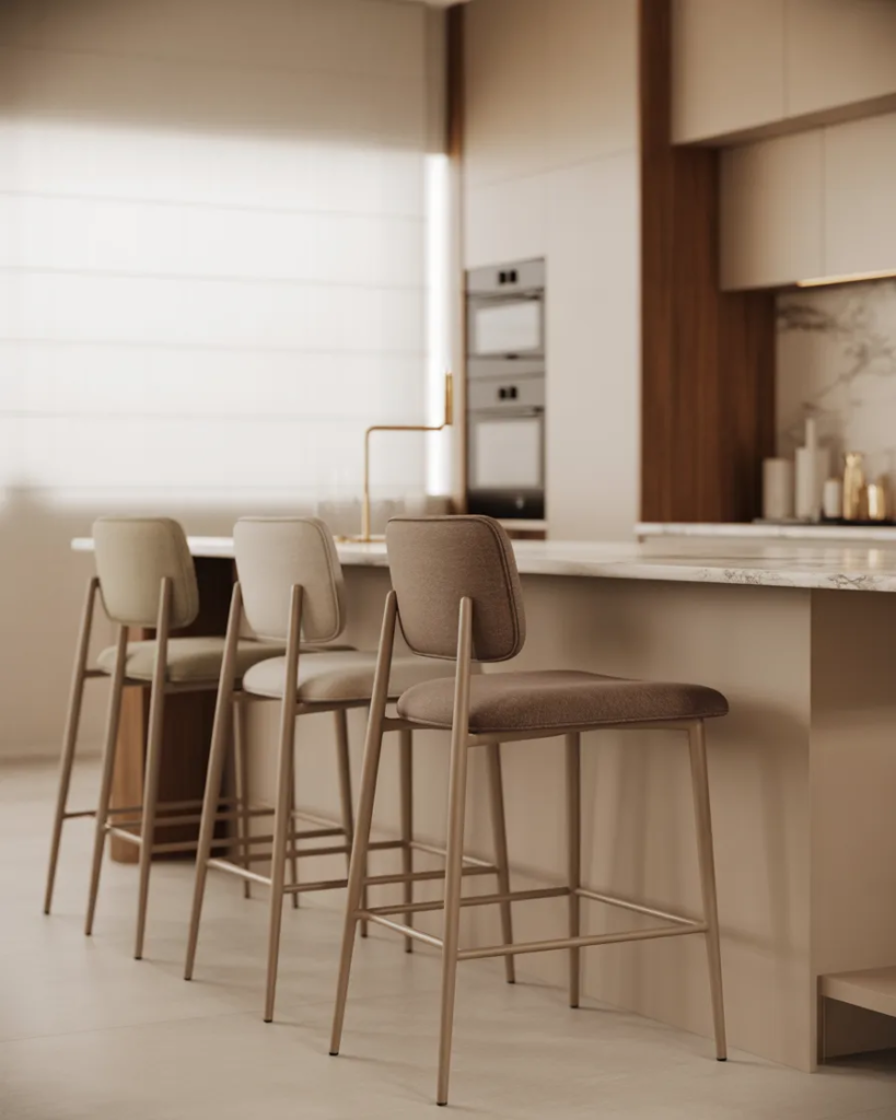 Neutral Bar Stools - Kitchen Aesthetic Ideas