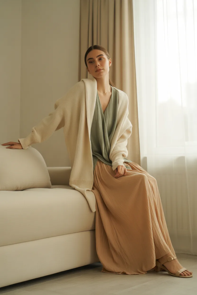 Maxi Dress with Soft Cardigan