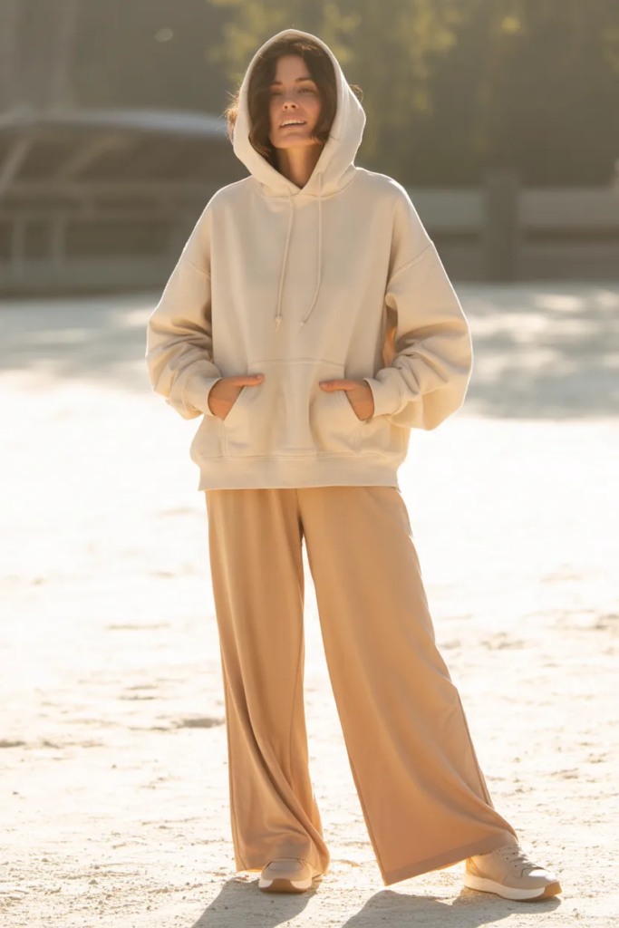 Soft Hoodie with Wide-Leg Pants
