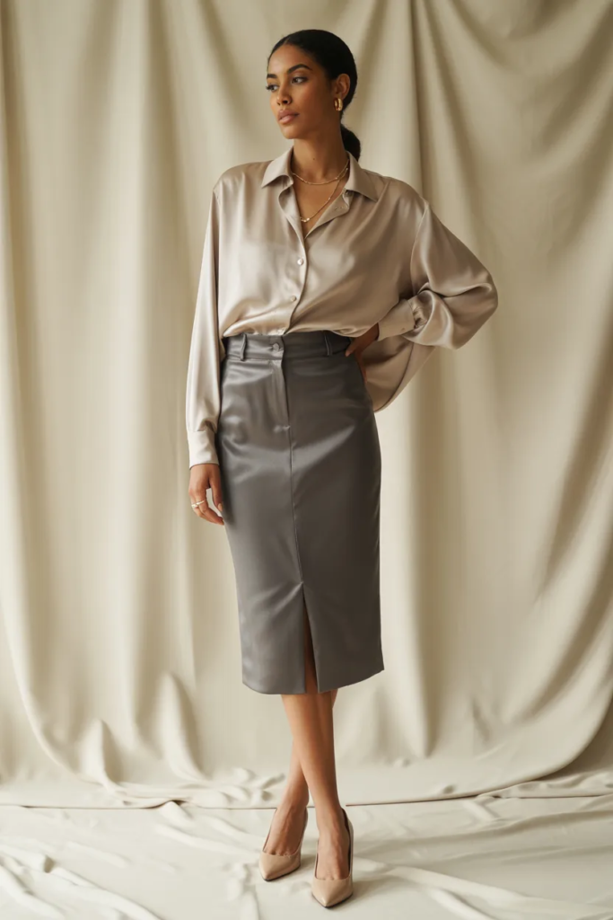 Silk Blouse with Pencil Skirt - Everyday Luxury Outfit Ideas