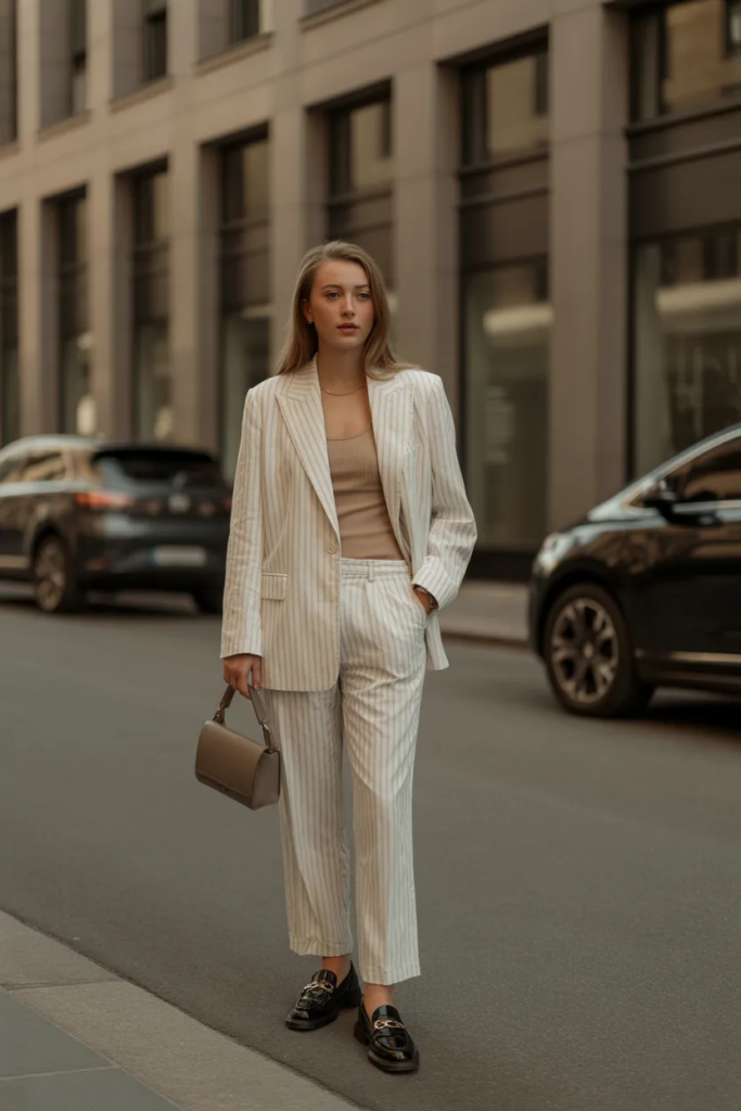 Monochrome Suit with Loafers