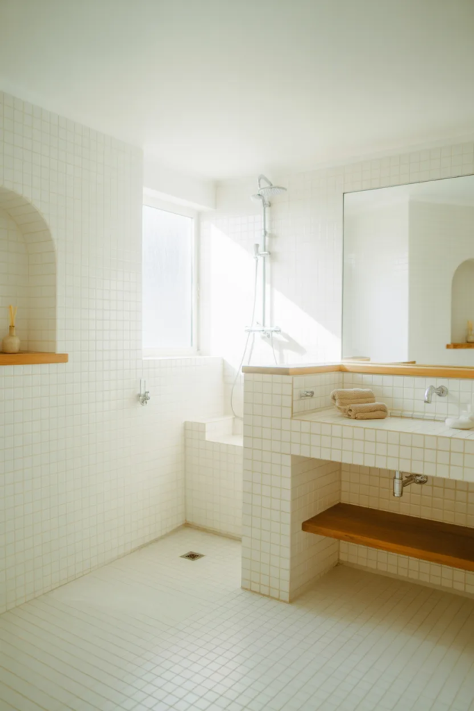 All-White Minimalist Bathroom - Neutral Bathroom Ideas