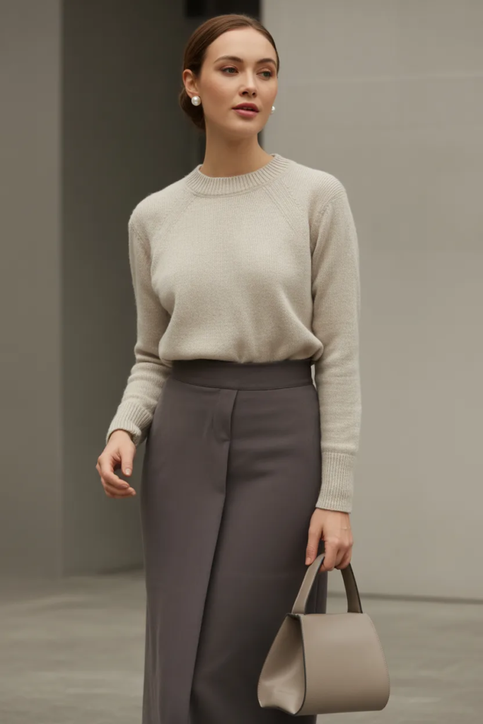 Pencil Skirt with Knit Sweater