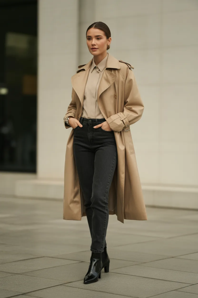 Classic Trench with Skinny Jeans