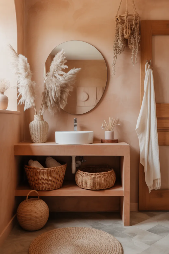 Earthy Color Palette with Warm Neutrals - Boho Bathroom Ideas
