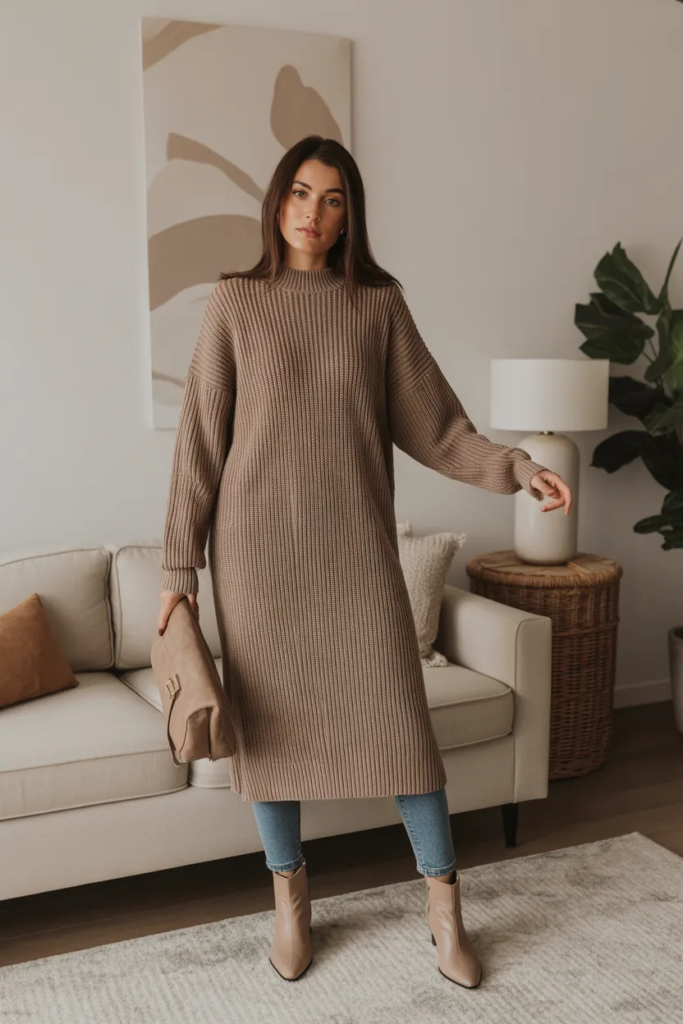 Oversized Sweater with Slim Jeans - 11 Cozy Chic Everyday Outfits