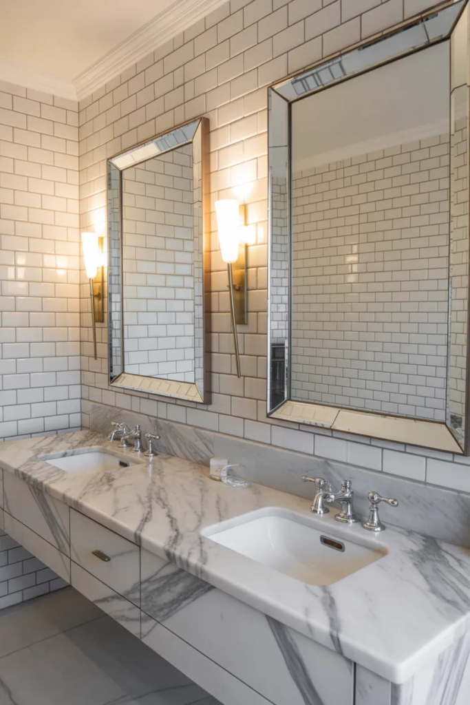 Double Vanity with Elegant Lighting