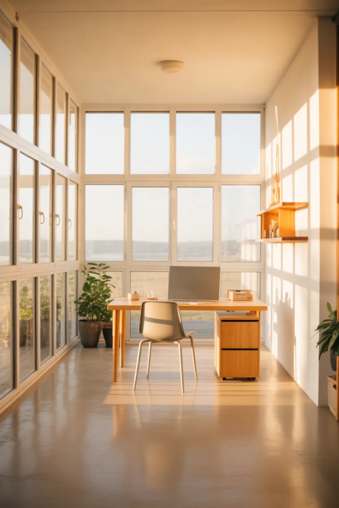 Minimalist Sunroom Workspace -Sunroom Office Ideas