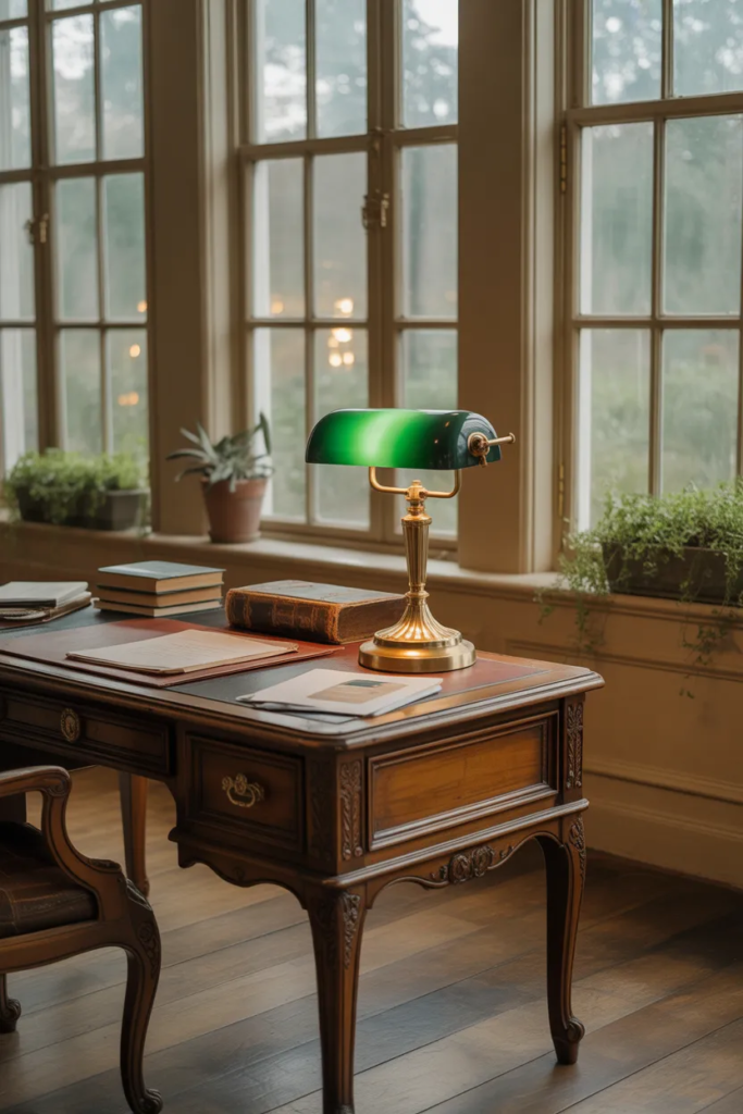Vintage-Inspired Sunroom Workspace