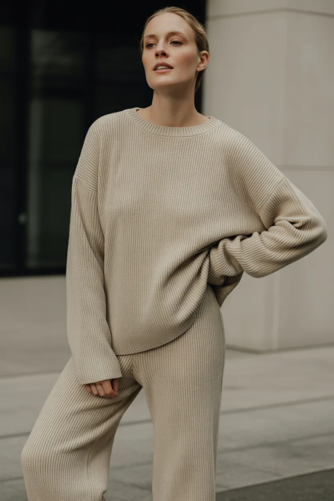 Matching Knit Set with Sneakers