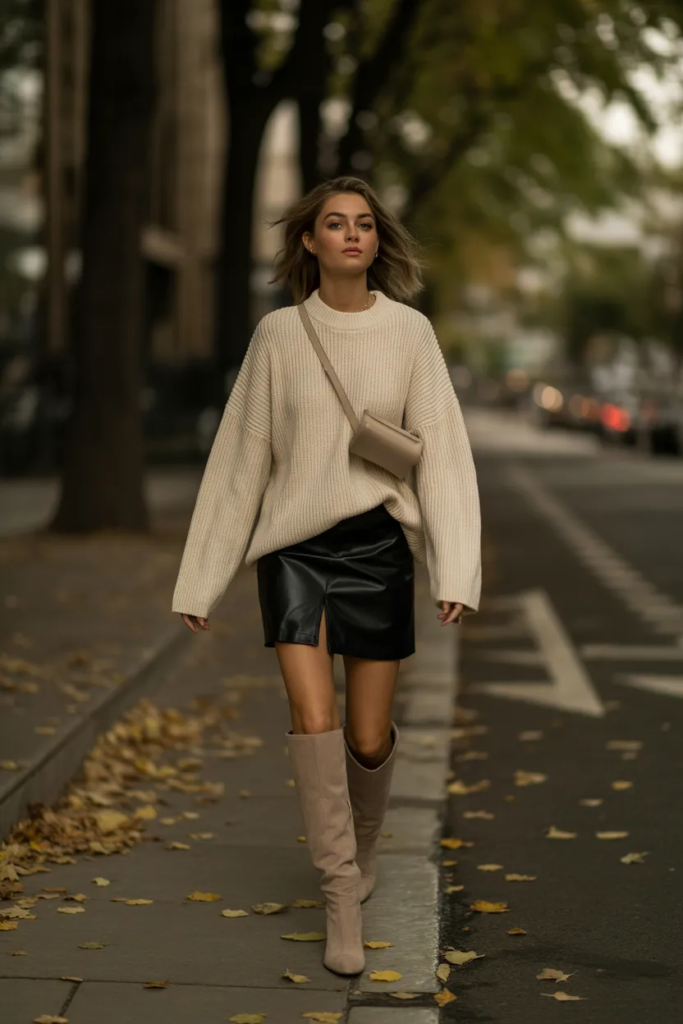 Oversized Sweater with Mini Skirt