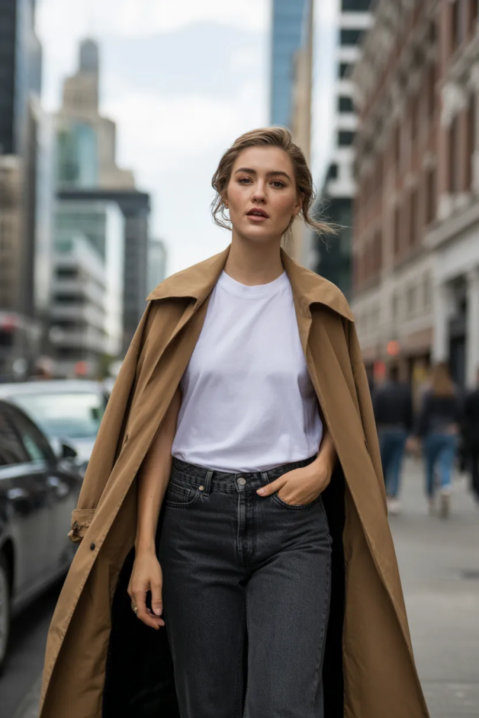 Trench Coat with Casual Basics