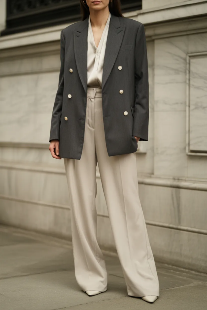 Tailored Blazer with Straight-Leg Trousers
