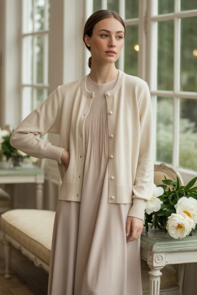 Knit Cardigan with Midi Dress