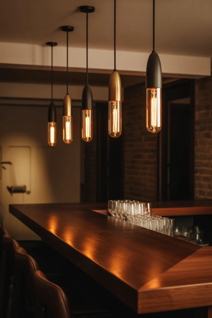 Pendant Lights Over Basement Bars
