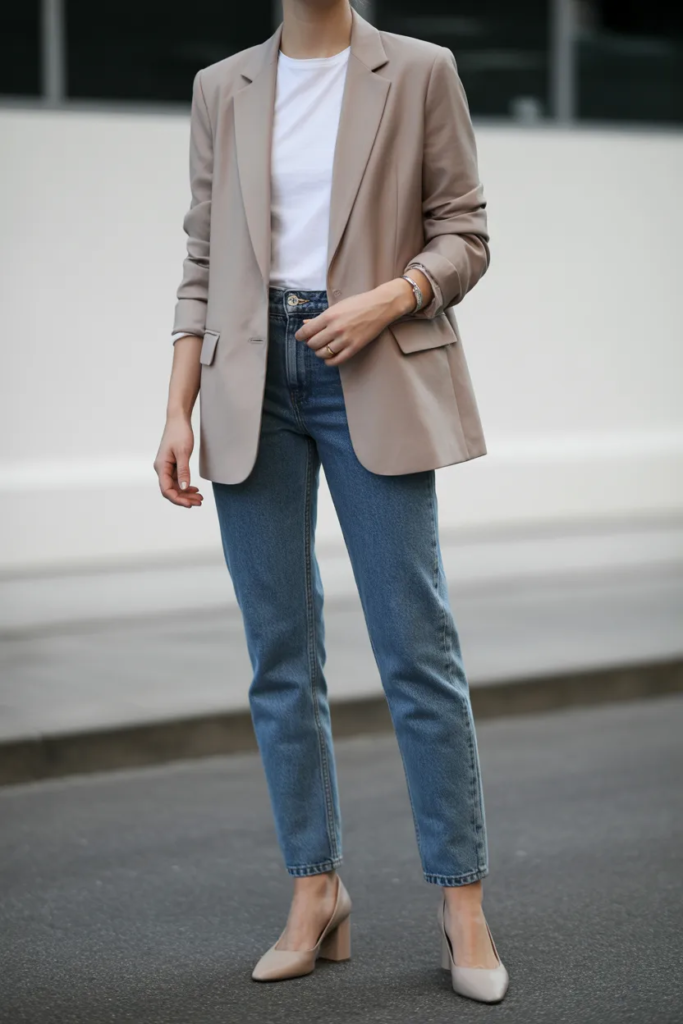 Blazer + White Tee + Straight-Leg Jeans - Effortless Outfit Formulas