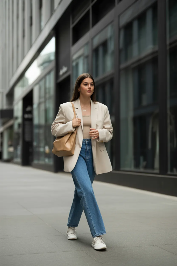 Oversized Blazer with Straight-Leg Jeans - Elevated Basics Outfits