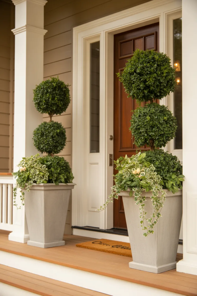 Use Symmetrical Planters by the Door