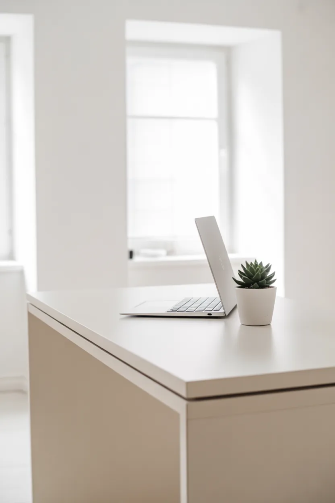 Minimalist White Desk Setup - Home Office Desk Ideas