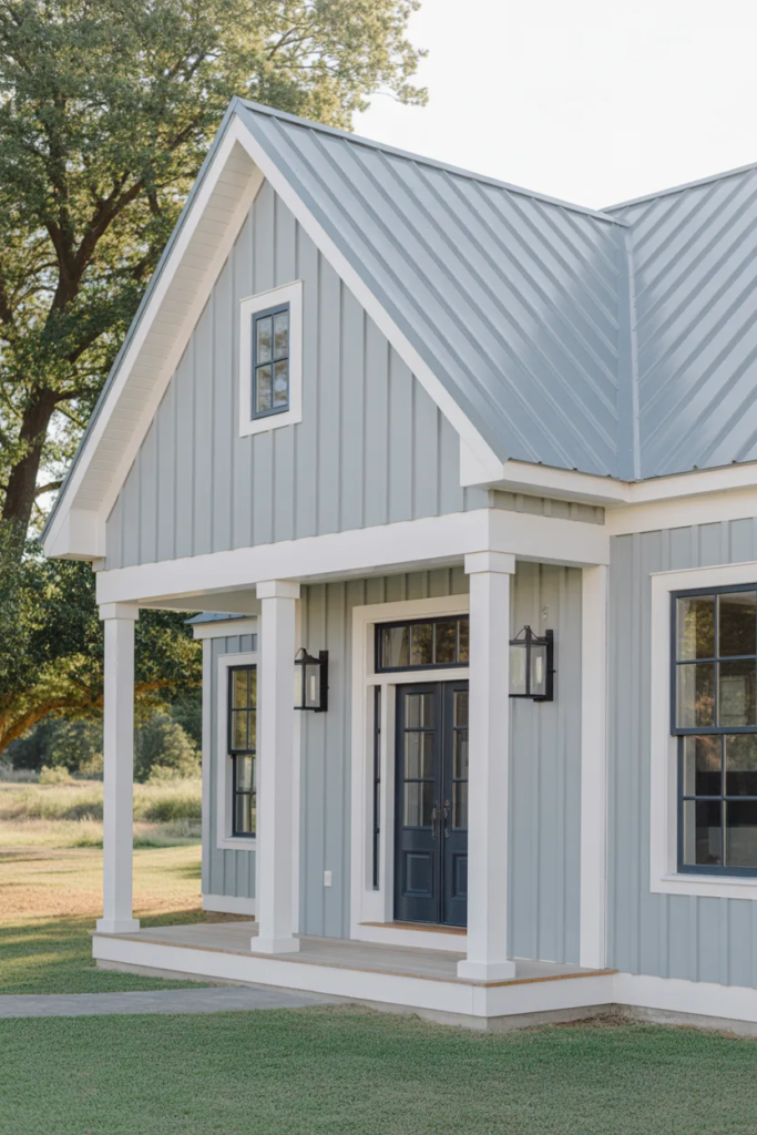 Soft Gray Farmhouse Exterior