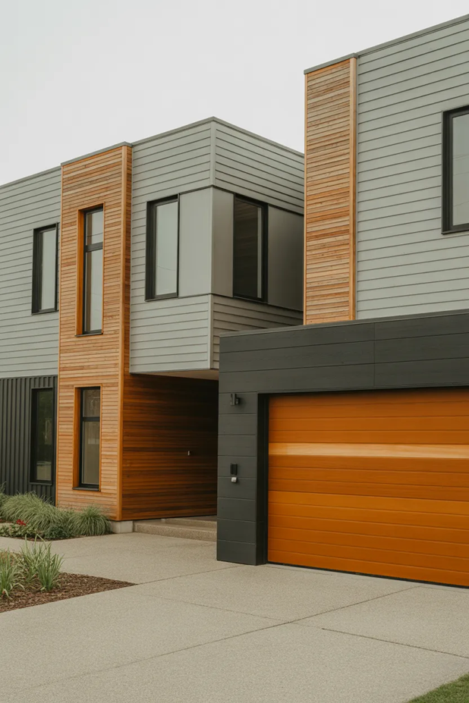 Gray Exterior with Natural Wood Accents