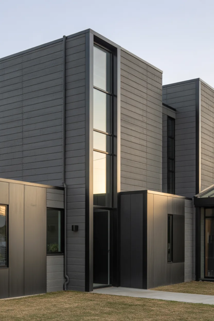Gray Exterior with Metal Accents