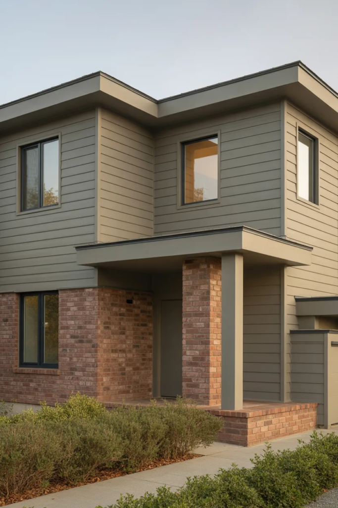 Gray Exterior with Brick Accents