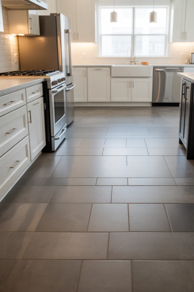 Gray Tile Flooring for Kitchens