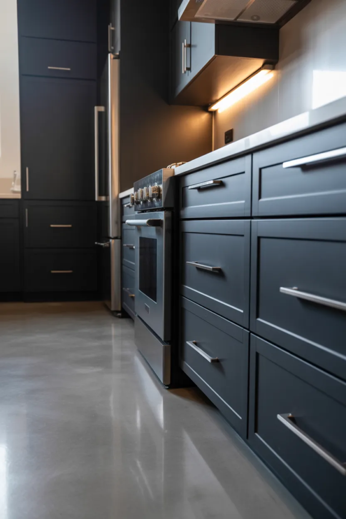 Gray Floors with Dark Cabinets