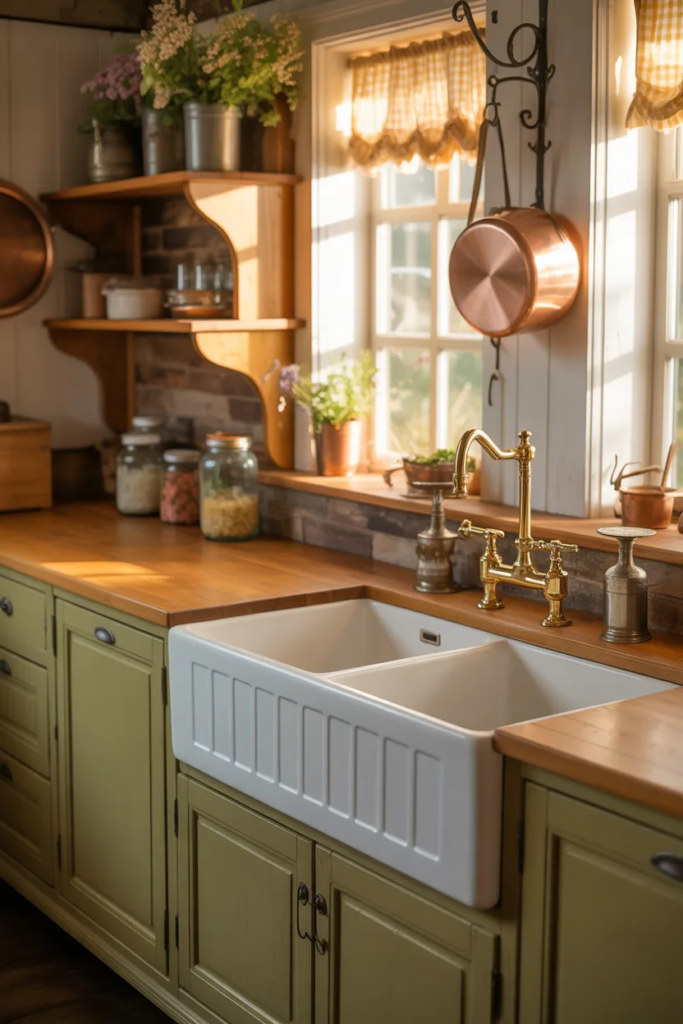 Farmhouse Sink with Apron Front - Rustic Kitchen Ideas 