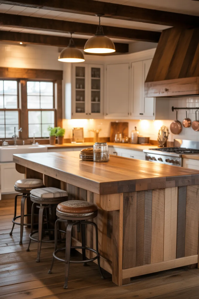 Rustic Kitchen Island with Wood Base