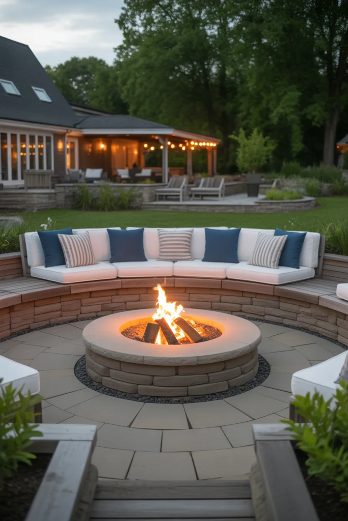 Circular Stone Fire Pit Area - Yard Fire Pit Ideas