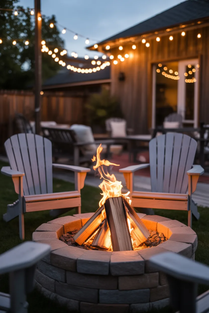 Fire Pit with Adirondack Chairs