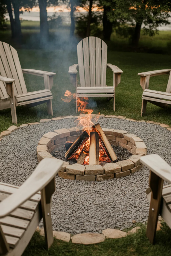 Rustic Fire Pit with Gravel Area