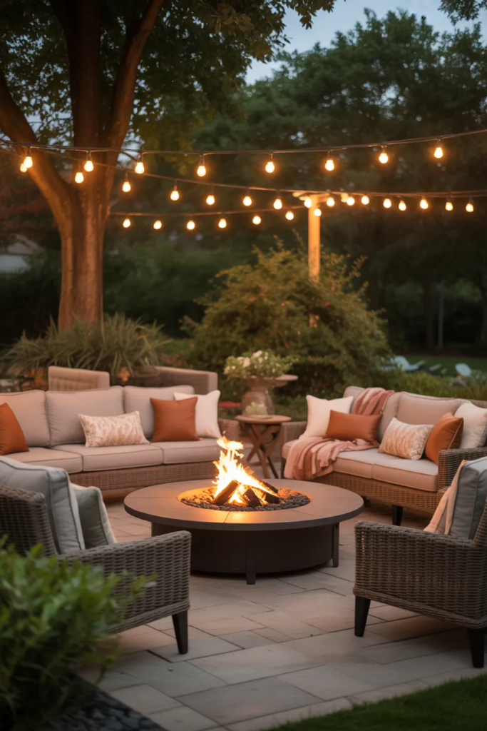 Fire Pit with Outdoor Sofa Seating