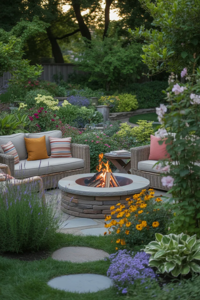 Fire Pit with Garden Surrounding
