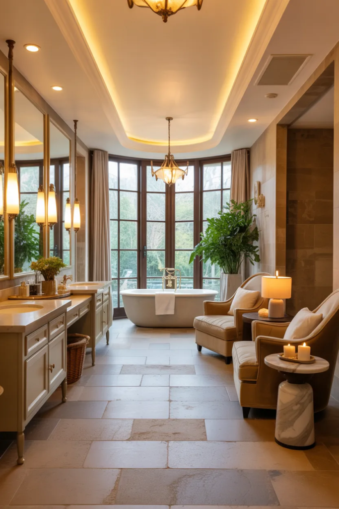 Master Bathroom with Sitting Area