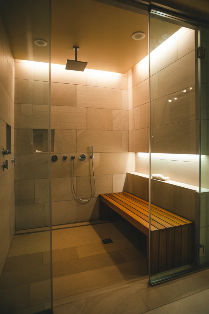 Spa Shower with Bench Seating