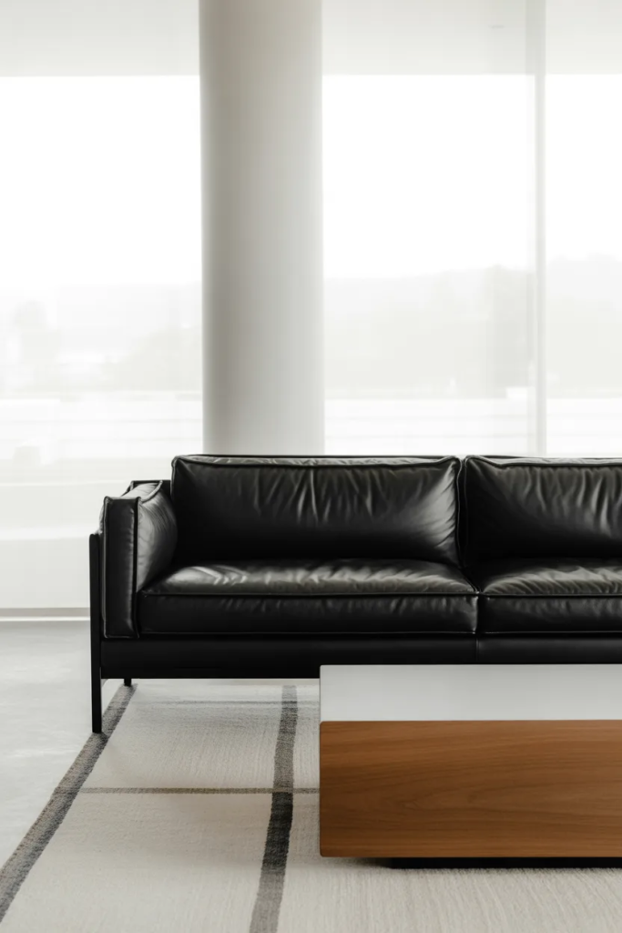 Black Sofa with White Walls - Black Sofa Living Room Ideas
