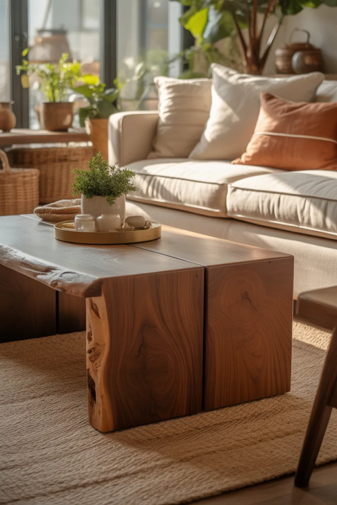 Wooden Furniture and Natural Finishes - Earthy Living Room Ideas