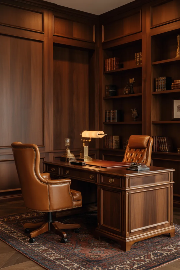Wood and Leather Office Design