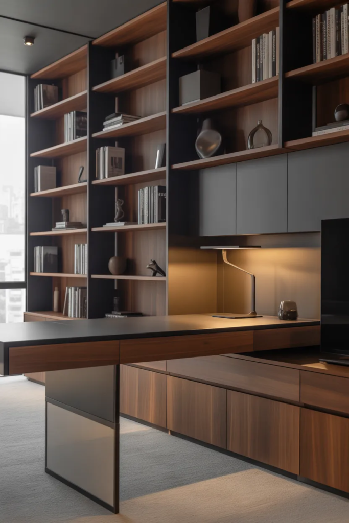 Office with Bilt-In Shelving