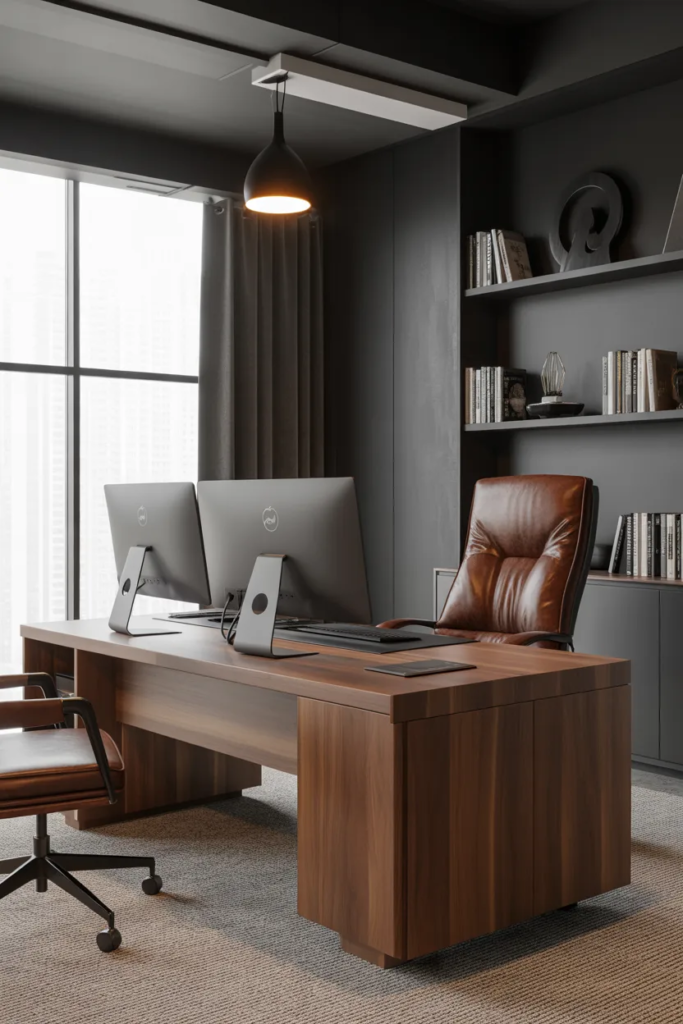 Office with Large Desk Setup - Office Room Ideas