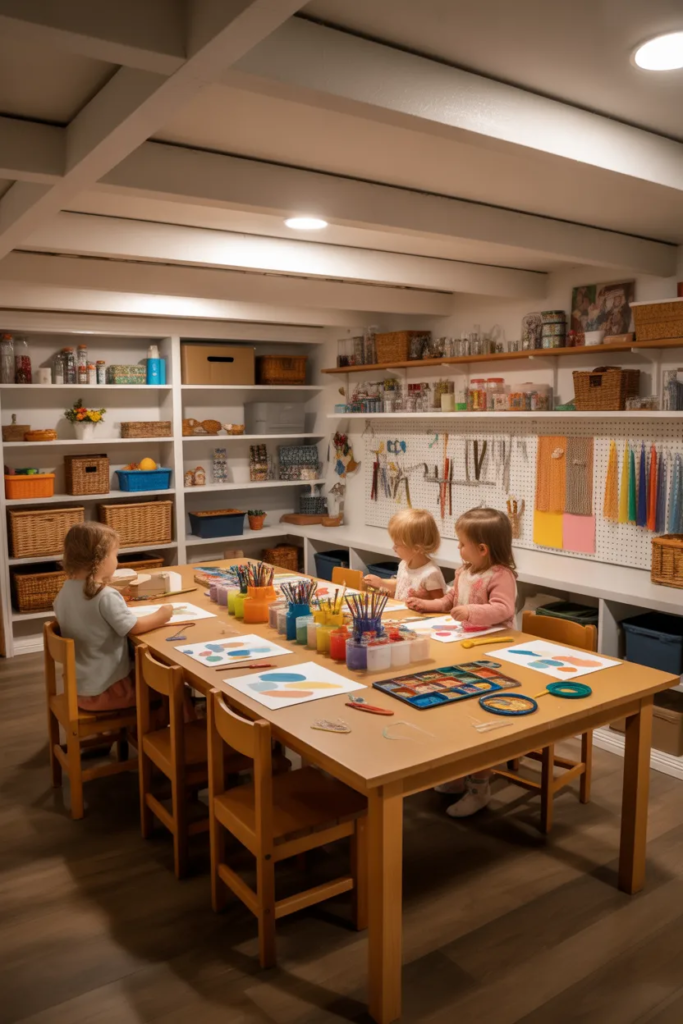 Basement Craft and Activity Area - Family Basement Ideas