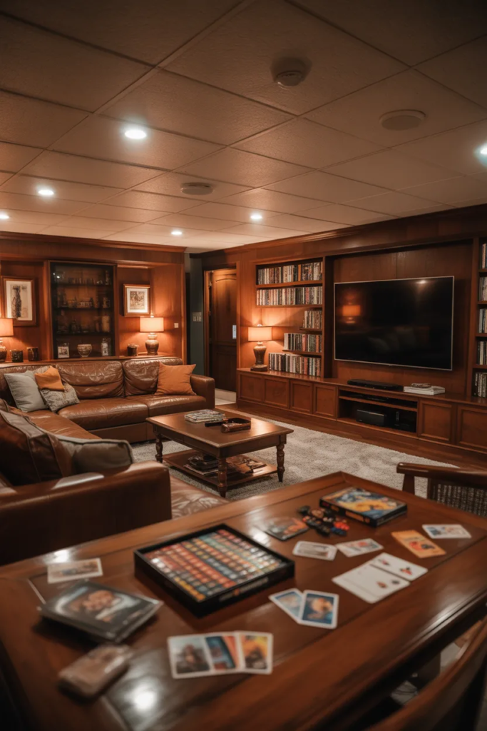 Basement Indoor Movie and Game Combo Room