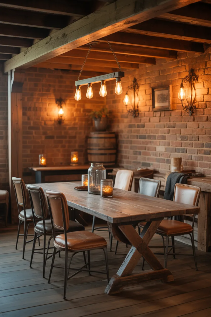 Rustic Basement Dining Area