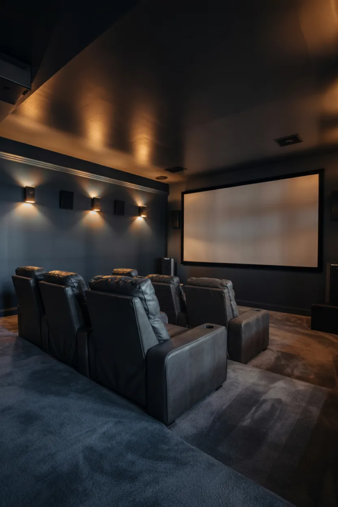Basement Home Theater with Recliners