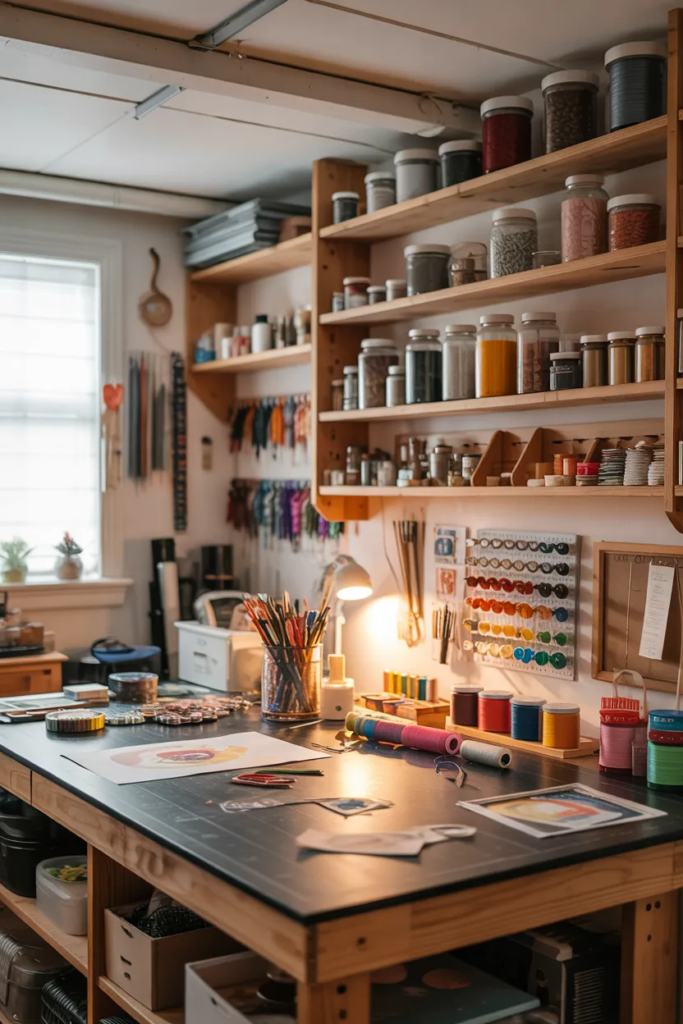 Basement Craft and DIY Area - Family Basement Ideas