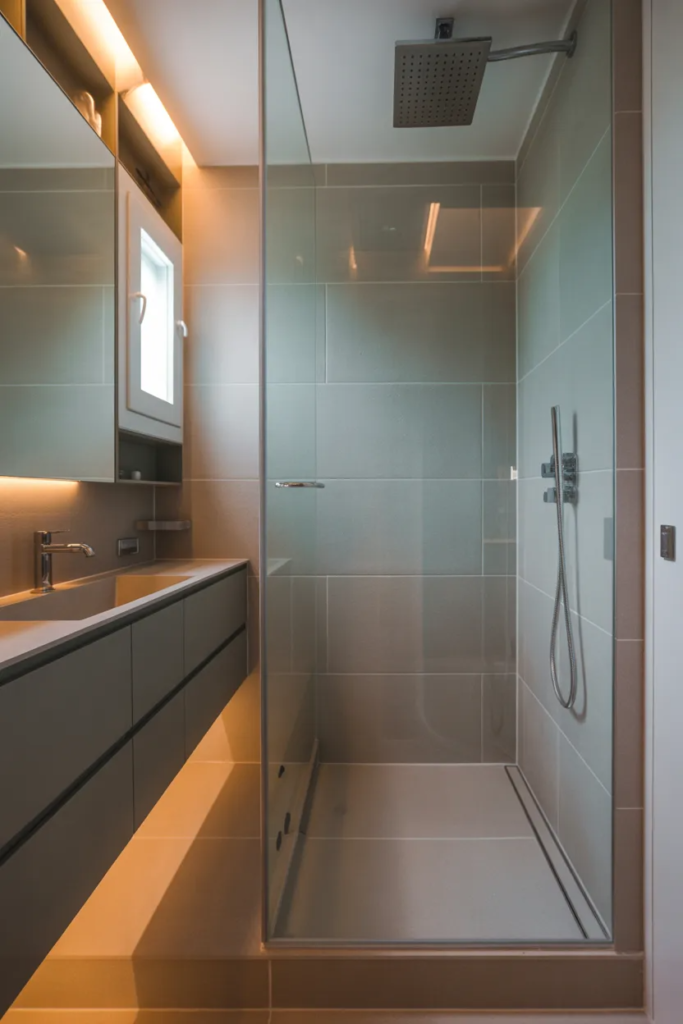  Walk-In Shower with Glass Panel